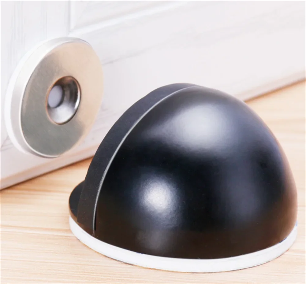 Stainless Steel Rubber Magnetic Door Stopper Non Punching Sticker Hidden Door Holders Floor Mounted Nail-free Door Stops