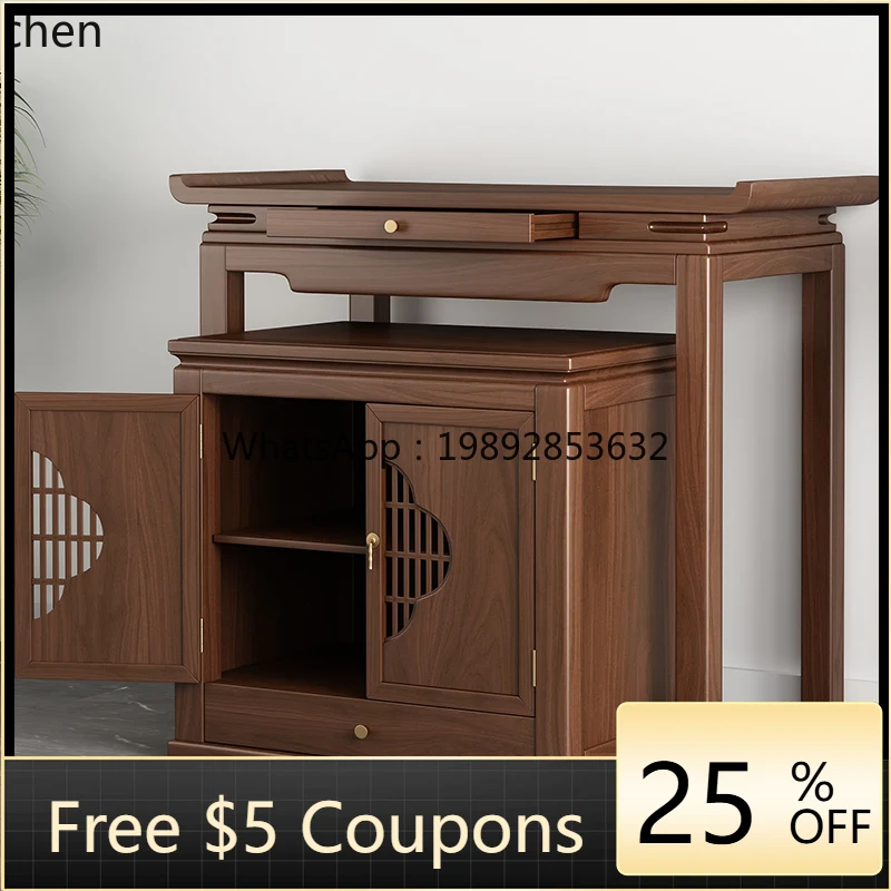 

AB black walnut set cabinet with door for table incense case household Buddha table standing cabinet Shentai table
