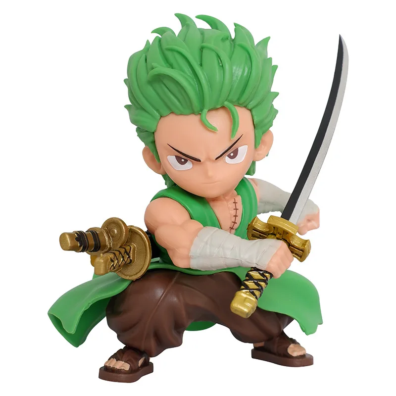 12CM One Piece Gk Q Version 2 Years Later Zoro Anime Figuresperipheral Desk Decoration ToyS KidS Gift Collectible Model