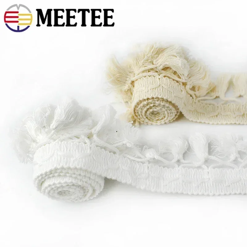 1-10Yard Meetee 6cm Cotton Fringe Lace Drop Tassel Trim Ribbon for Cloth Hometextile Decor DIY Handmade Craft Sewing Accessories