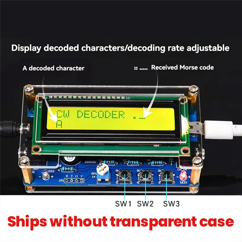 AC56-Upgraded CW Morse Code Decoder DIY Kit With Digital LCD CW Trainer Morse Code Decoder DIY Electronic Component Kit