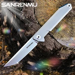 SANRENMU-Bolso Folding Knife, Lâmina Flipper, Rolamentos de esferas, Caça, Sobrevivência ao ar livre, Camping, Ferramenta EDC, TOP, SRM 1162, 14C28N, 1162