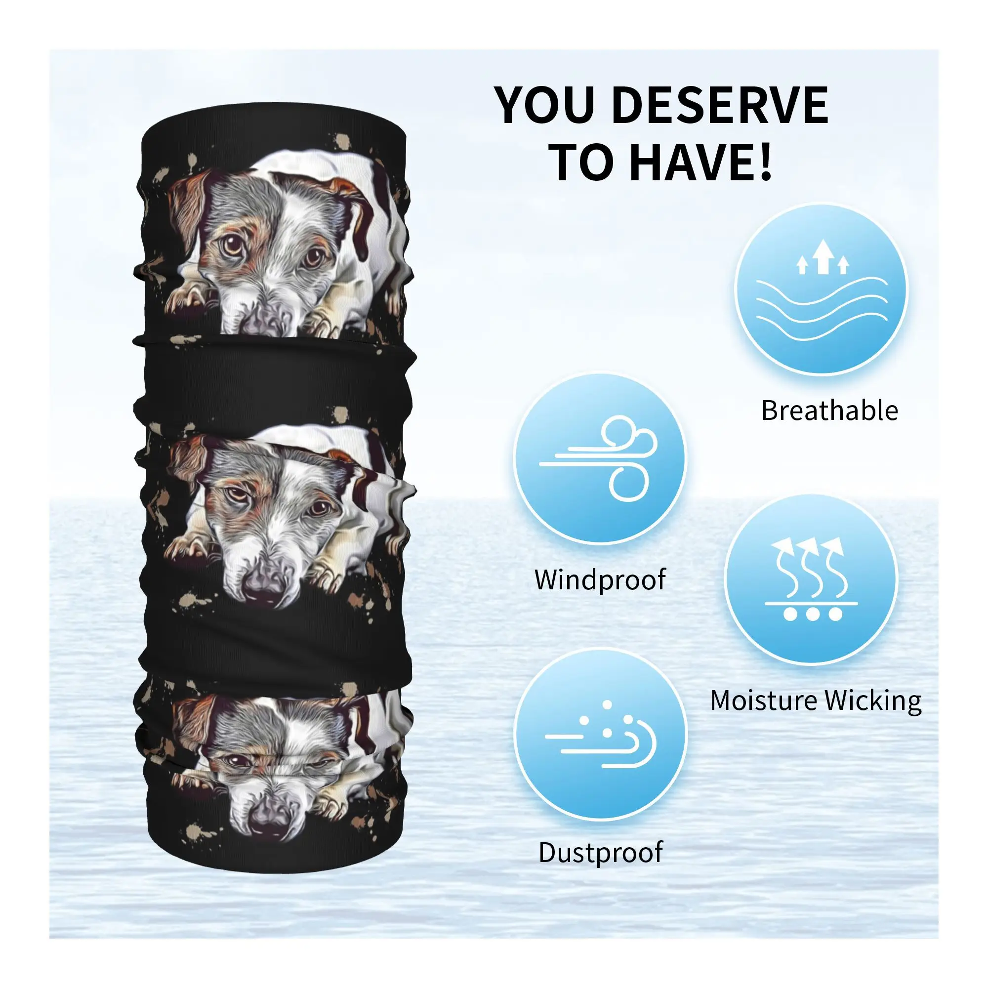 sweet Jack Russell Terrier gift dog Lover Mum Bandana Neck Gaiter Printed Magic Scarf Multifunction Face Mask Outdoor Sports