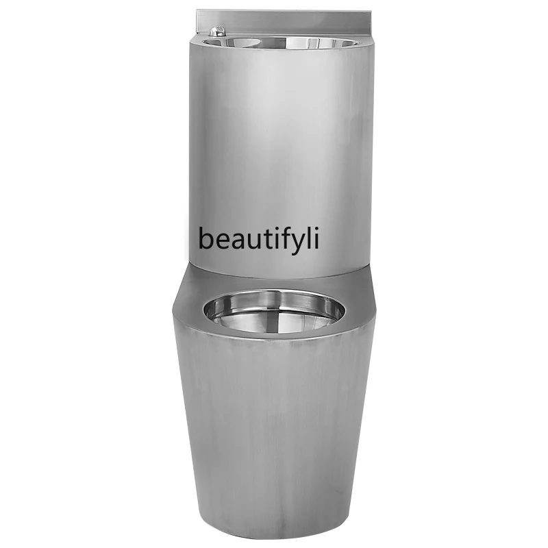 

Stainless steel one-piece toilet toilet with wash basin, prison detention center conversation room toilet