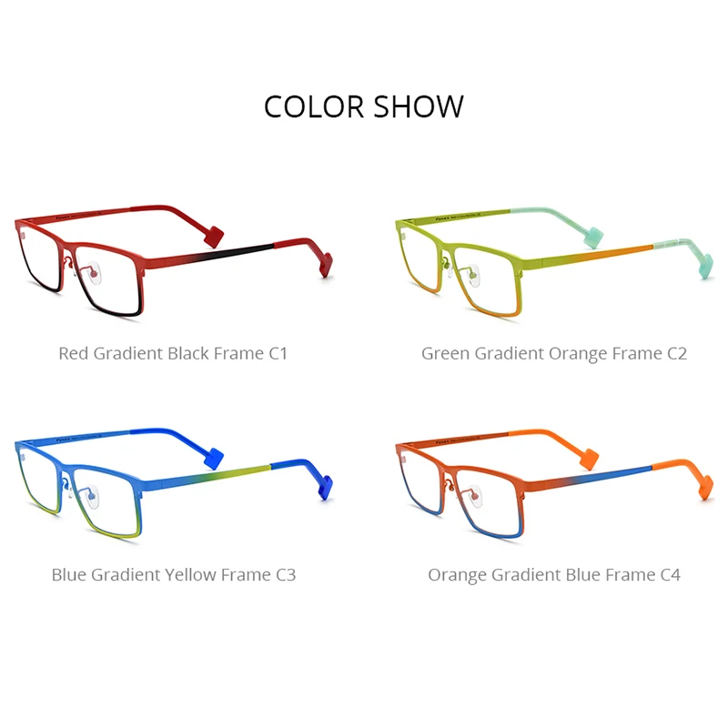 FONEX Pure Titanium Glasses Frame Men 2024 New Square Gradient Eyeglasses Women Color Eyewear F85806