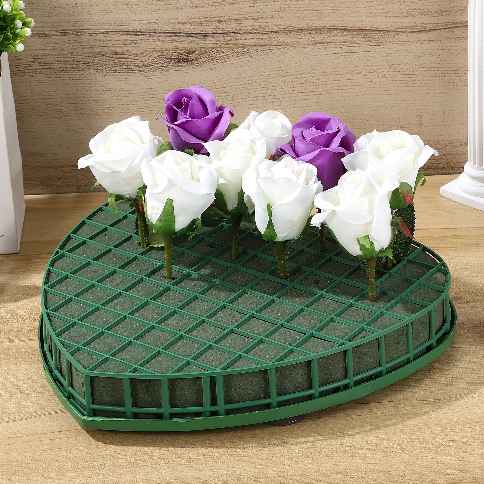 1 قطعة ورود رأس السيارة الديكور DIY بها بنفسك امتصاص الماء الطين شفط كأس حفل زفاف الأزهار الطين اكسسوارات الأخضر شكل قلب كبير