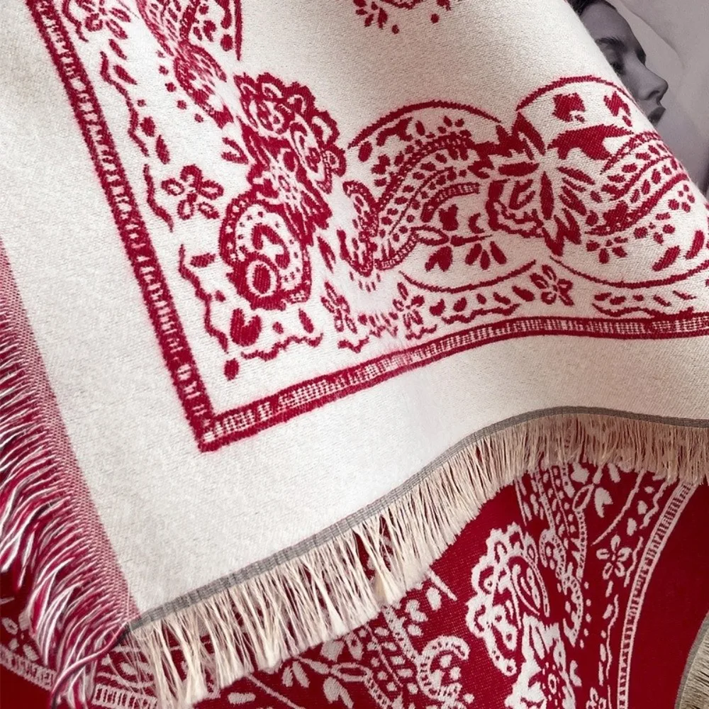 

Fashion Imitation Cashmere Winter Scarf Warmth Double-sided Female Thick Blanket Square Soft Tassel Poncho