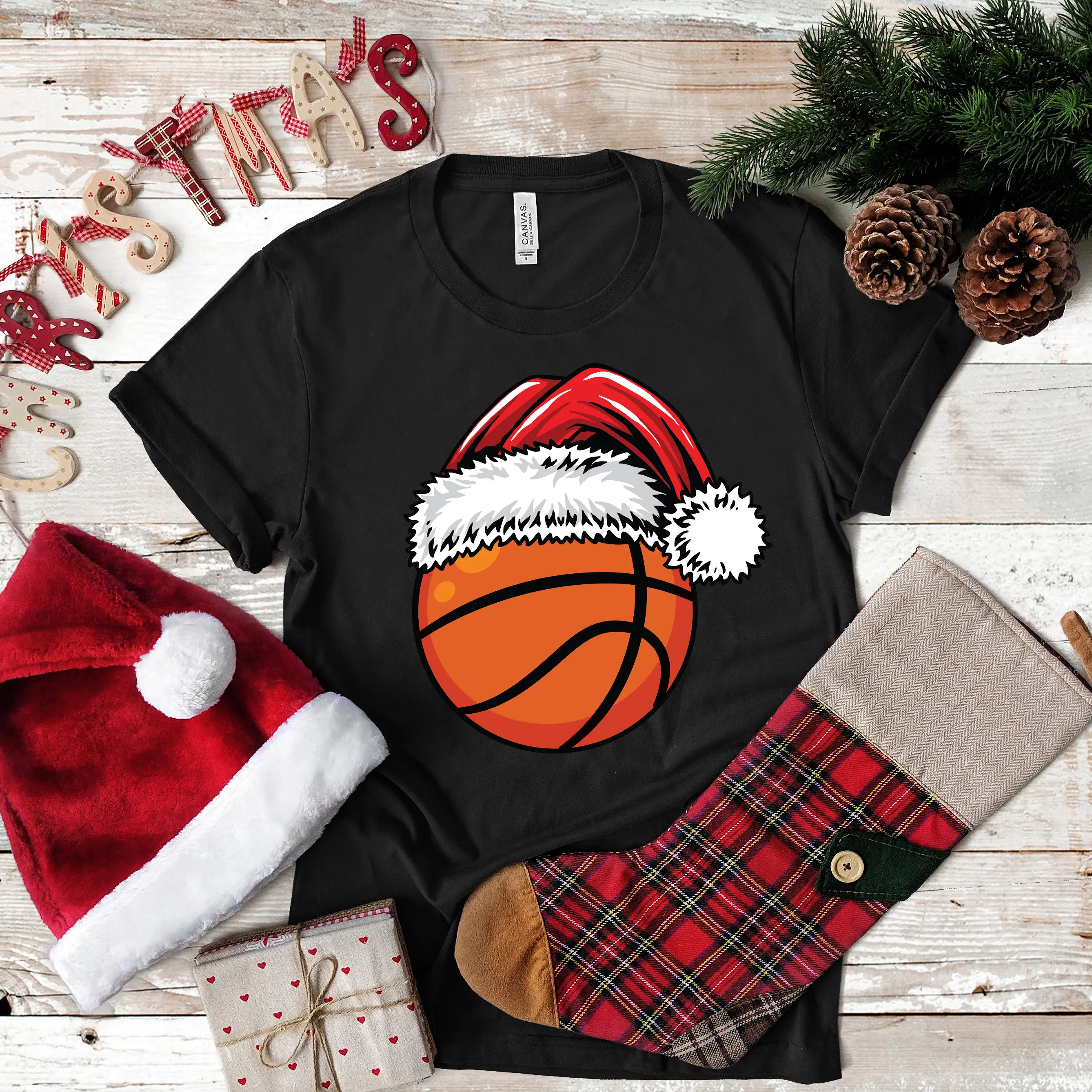 Basketball Santa T Shirt Christmas s Men Long Sleeve SweaT Kids Apparel