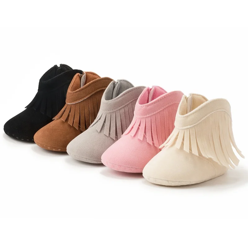 

2024 Fashionable Tassel Decoration Winter Baby Boots For Boys And Girls Comfortable And Soft Walking Shoes For Newborns 0-18M