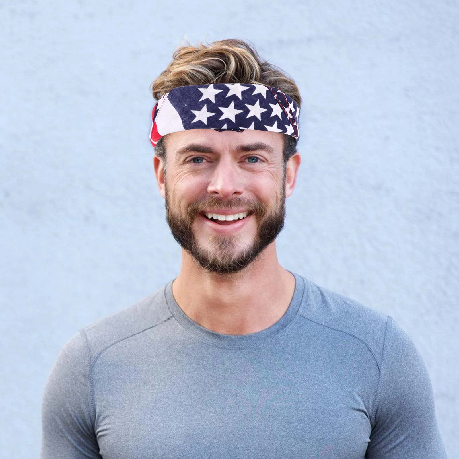 ผู้ชายพ็อกเก็ตสแควร์วันอิสระอุปกรณ์เสริมพิมพ์แถบคาดศีรษะ American FLAG Headbands กลางแจ้ง Headscarf ธง