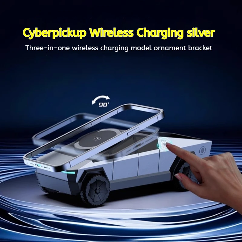حامل سطح المكتب Cybertruck Qi2 3 في 1 محطة شحن لاسلكية CyberDock لهاتف IPhone16 15 14 Pro Max AirPods IWatch