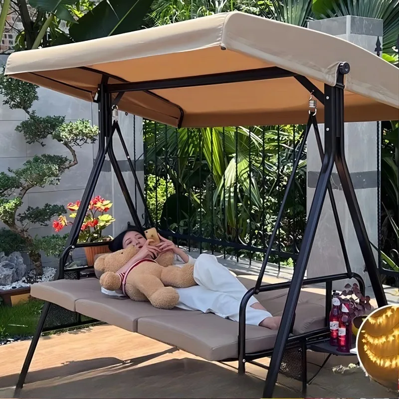 Household balcony rattan chair casual cradle hammock hammock cradle, three people, random color, swastika swing