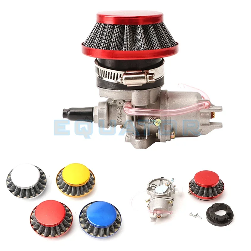 Carburetor Carb Carby + Steel 44mm Air Filter Red + Stack for 47cc 49cc Mini Moto Dirt Pocket Bike ATV Quad Go Kart Minimoto