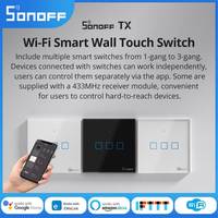 SONOFF T2 T3 TX Series WiFi Wall Switches UK EU US 1/2/3gang Touch Switch Support RM433 Work With Alexa Google Alice Smartthings