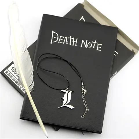 Conjunto de cuaderno de la muerte de Anime, diario de cuero y collar, pluma, accesorios de Cosplay de la muerte, Bloc de notas para regalo