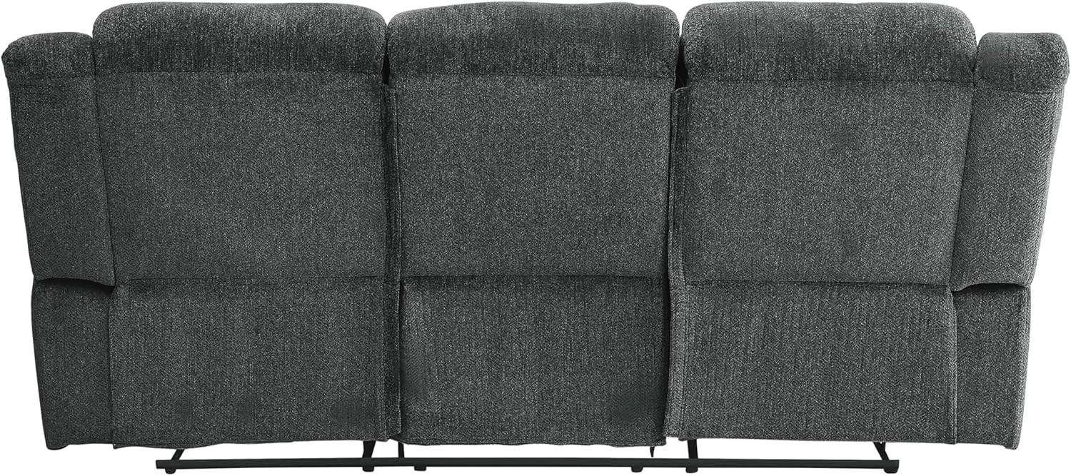 Nutmeg Upholstered Double Reclining Sofa, Charcoal Gray