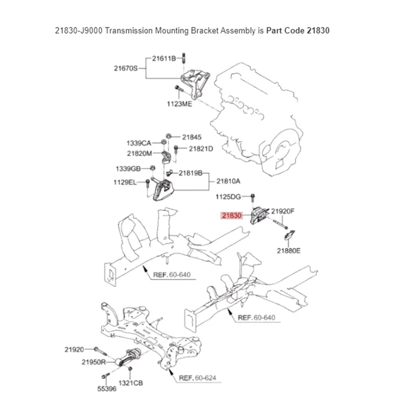 

For Hyundai Kona Hybrid 2018-2023 1.6L AWD Transmission Left Side Mount Support Bracket 21830-J9000