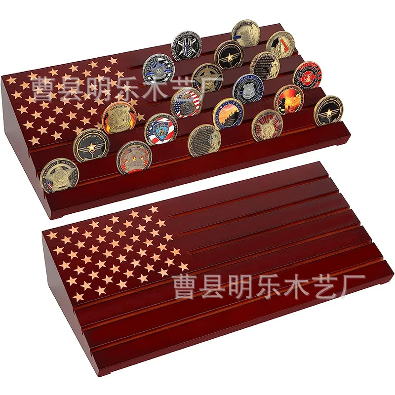 

Wooden commemorative coin display stand Desktop multi-layer table medal display stand Wooden coin collection stand
