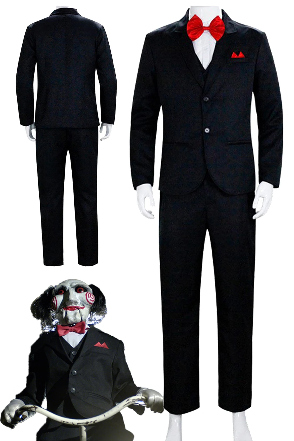 Fantasy Jigsaw Killer Cosplay Fantasia Horror Movie Saw Costume Disguise Adult Men Cosplay Male Halloween Carnival Party Cloth