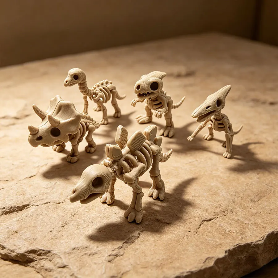 8cm 3D Printed Skeleton Animals Halloween Desktop Ornament Joints Movable Animals Living Room Home Office Craft Christmas Gifts