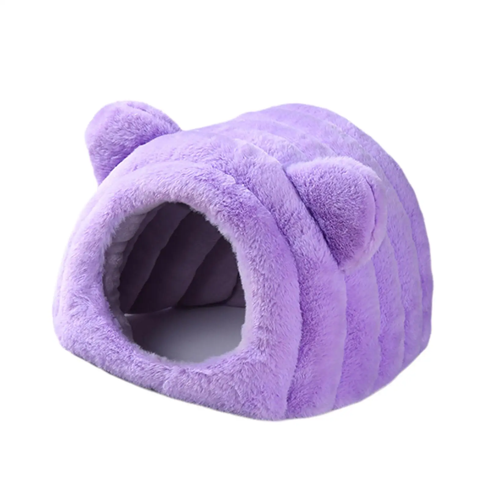 Comfortable Warm Velvet Hamster Bed Pet Furniture Semi Enclosed Cave Shelter for Dwarf Rabbit