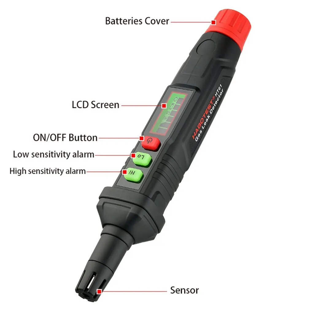 Portable Handheld HT61 Gas Leak Detector Natural Gas Analyzer PPM Meter Alarm Combustible 87HA LCD Display Dropshipping Hot 5