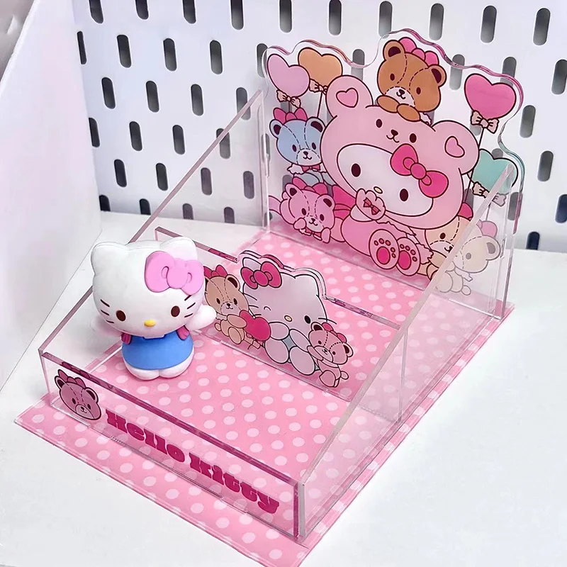 Cute Hello Kitty Hangyodon Desktop Storage Box Kawaii Anime My Little Pony Acrylic Desktop Decor Jewelry Stationery Storage Box