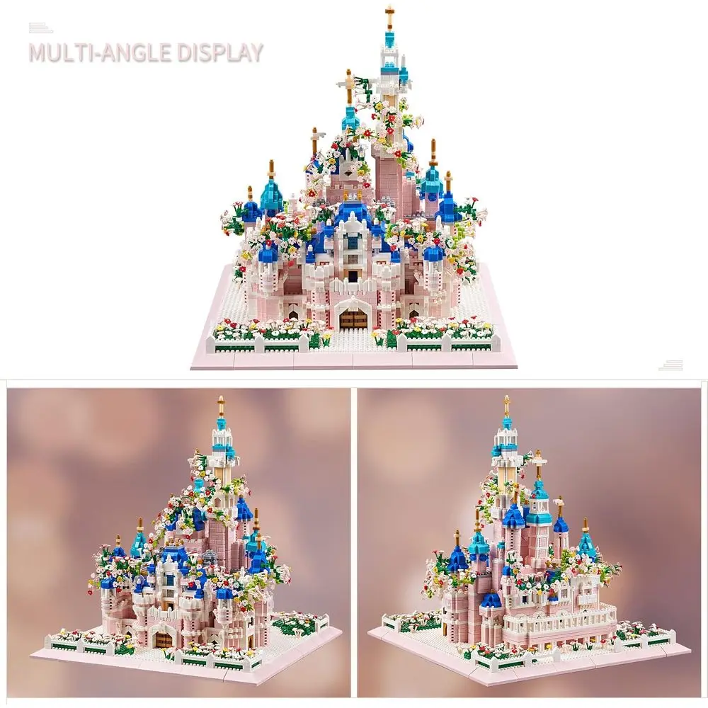 Flower-themed Castle Architecture Micro Blocks Kit voor tieners en volwassenen, meer dan 4000-delig - Verbeterde editie
