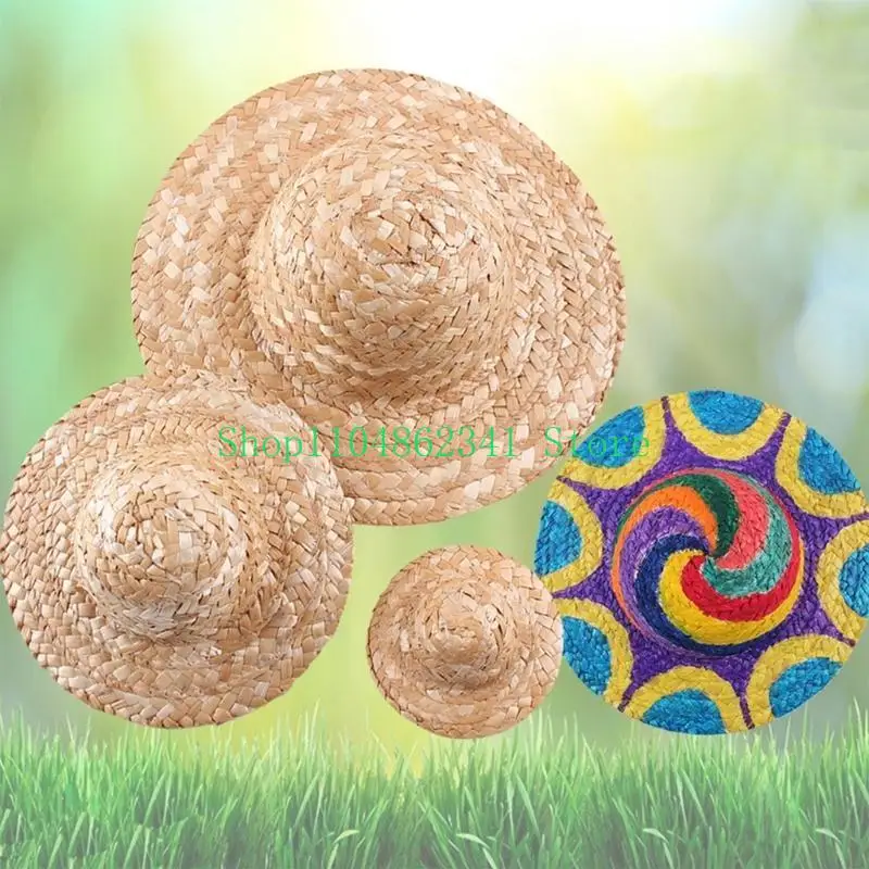 652F Cool Artistic Hat for Art Lovers DIY Painting and Embellishing Wheat Straw Hat