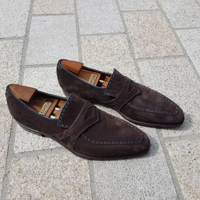 New Black Flock Loafers Breathable Slip-On Casual Shoes Handmade Men Dress Shoes Zapatillas De Hombre
