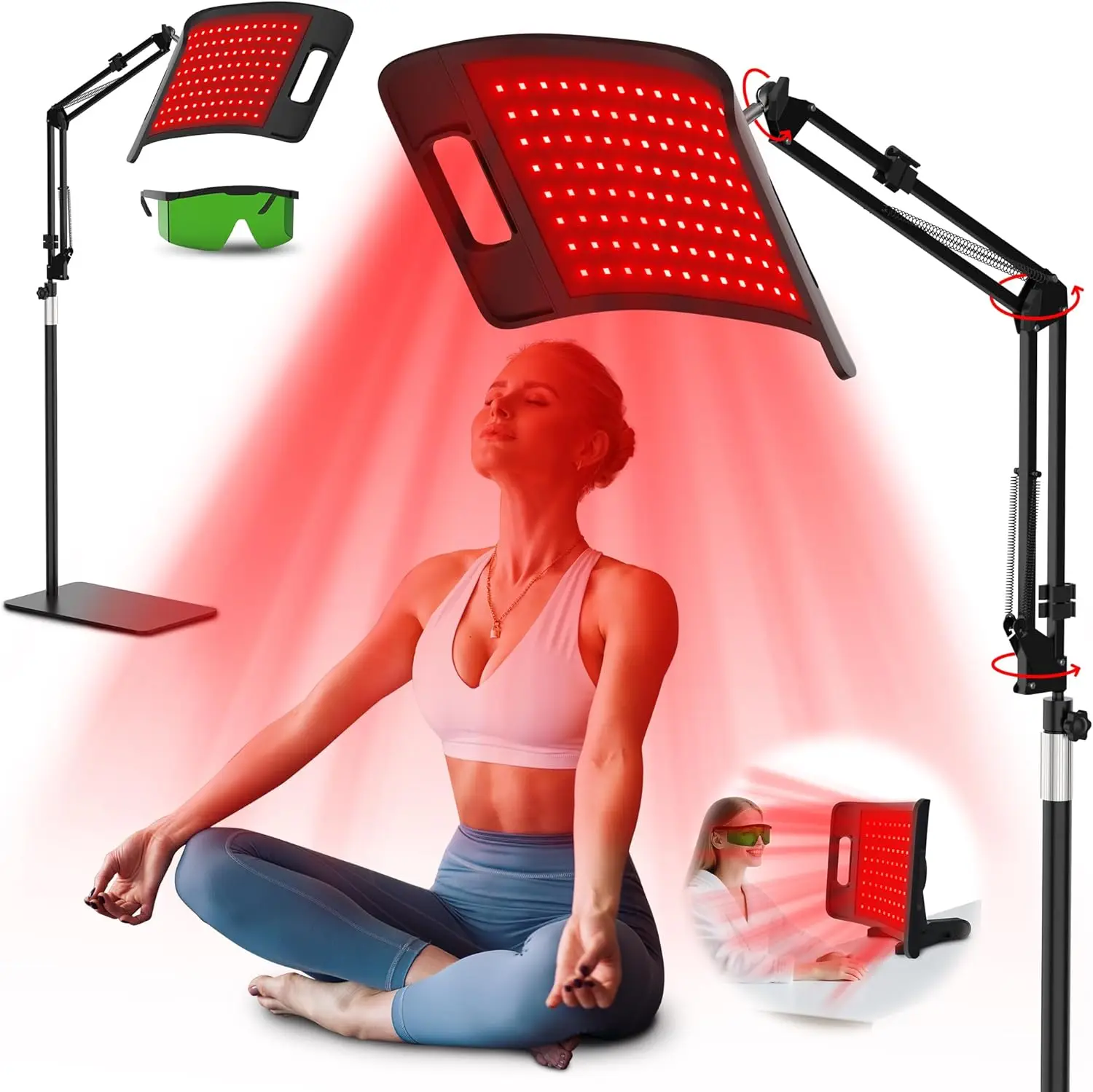 Red Light Therapy Lamp,660&850nm Deep Near Infrared Light Device with Adjustable Holder & Desktop Stand for Facial and Full Body