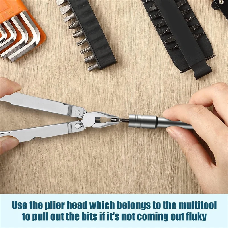 

A84E-Bit Driver Extender With 1/4" Hex Bits Adapter For Multi-Tool Accessories–For Leatherman, Surge, Wave Plus