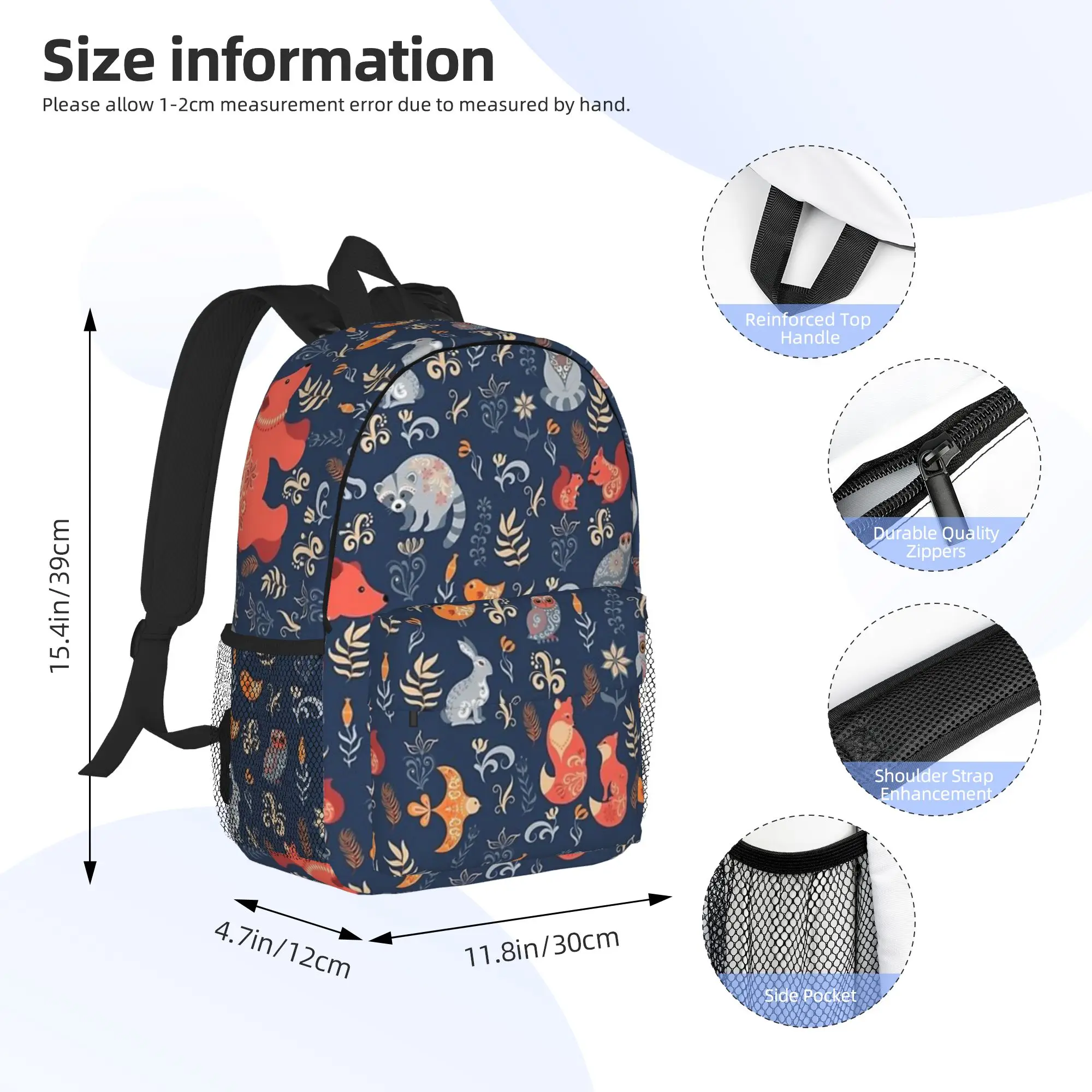 Fairy-Tale Forest Fox Bear Raccoon Owls Rabbits Flowers And Herbs Backpack Hot Sale Daypack BookBag Shoulder Bags School Bag