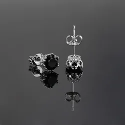 Rapper's Black Crystal Stud Earrings for Men Women Silver Color Piercing Ear Hiphop Hippie Male Earing Fashion Jewelry OHE169