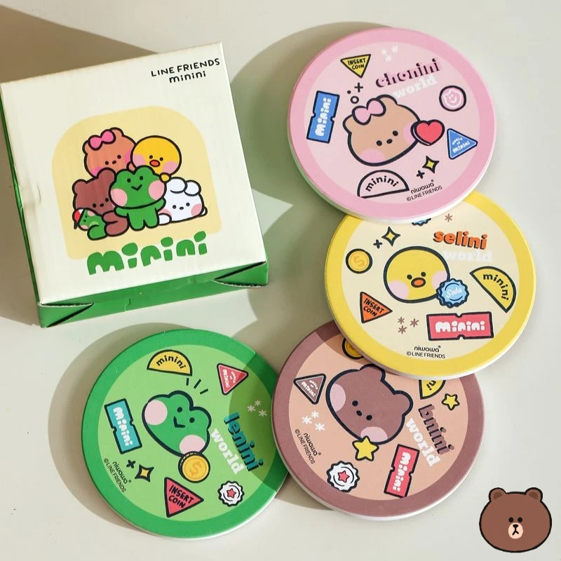 line-friends-brown-cony-sally-anime-cartoon-cute-ceramic-coasters-kawaii-home-office-desk-heat-resistant-pads-gift-wholesale