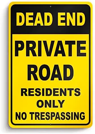 Dead End Private Road Sign for Home Living Room Man Cave Bedroom Bar Garage Cafe Pub Office Store Club Gift 12x8 inches