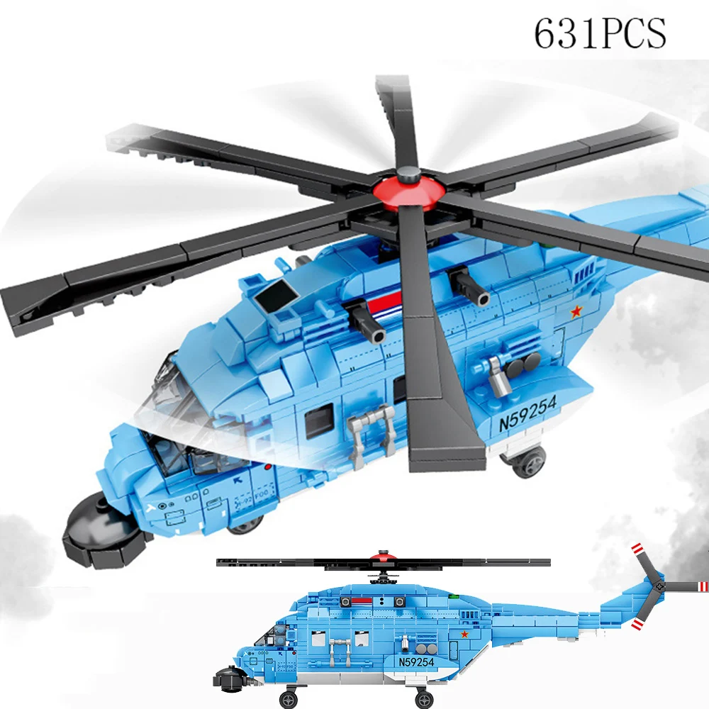 Modern Military Vehicle Model United States H-92 Superhawk Helicopters Building Block Siege ChopperBricks  Army Figures Toys