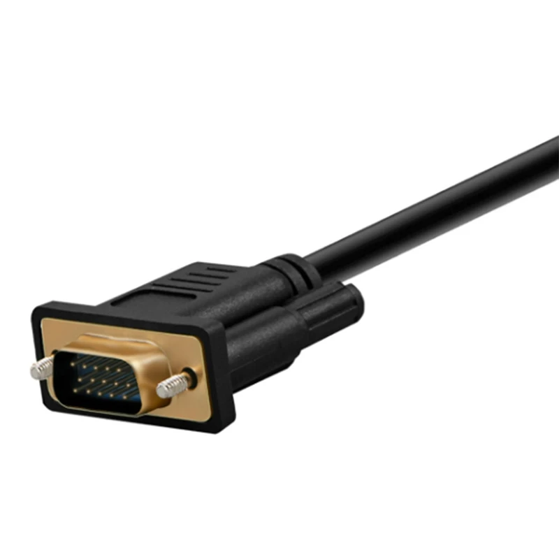 1 Piece  To Vga Adapter 6FT Gold-Plated  Black Compatible To VGA Cable Compatible For Computer, Desktop, Laptop, Monitor