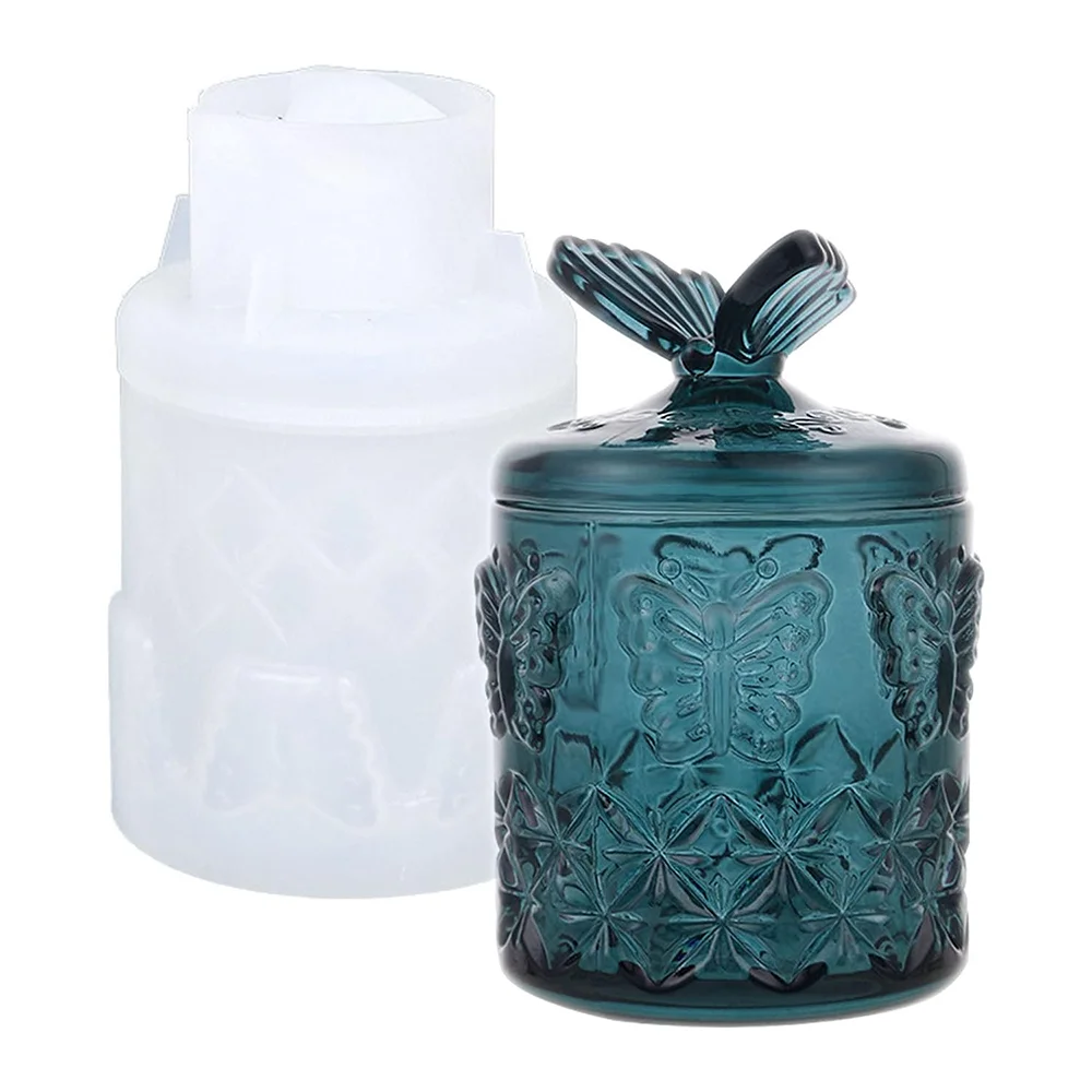 

Butterfly Storage Box Silicone Mold with Lid DIY Pen Holder Bottle Jar Epoxy Casting Resin Molds Candle Cup Home Decor Crafts