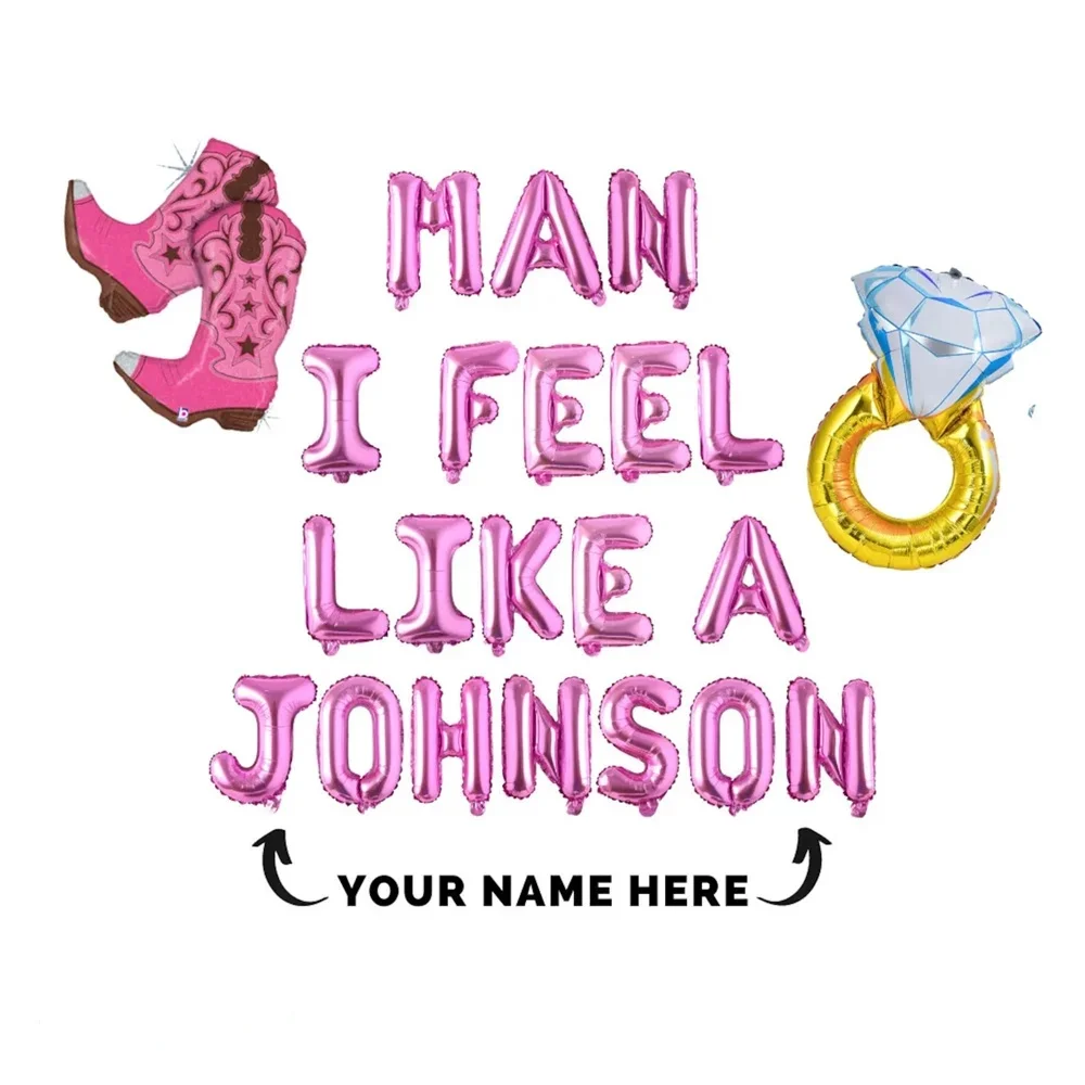 Nashville Bachelorette, Man I Feel Like A Bride Custom Balloon Banner, Austin Bachelorette Party Decorations, Cowgirl Bach Ballo