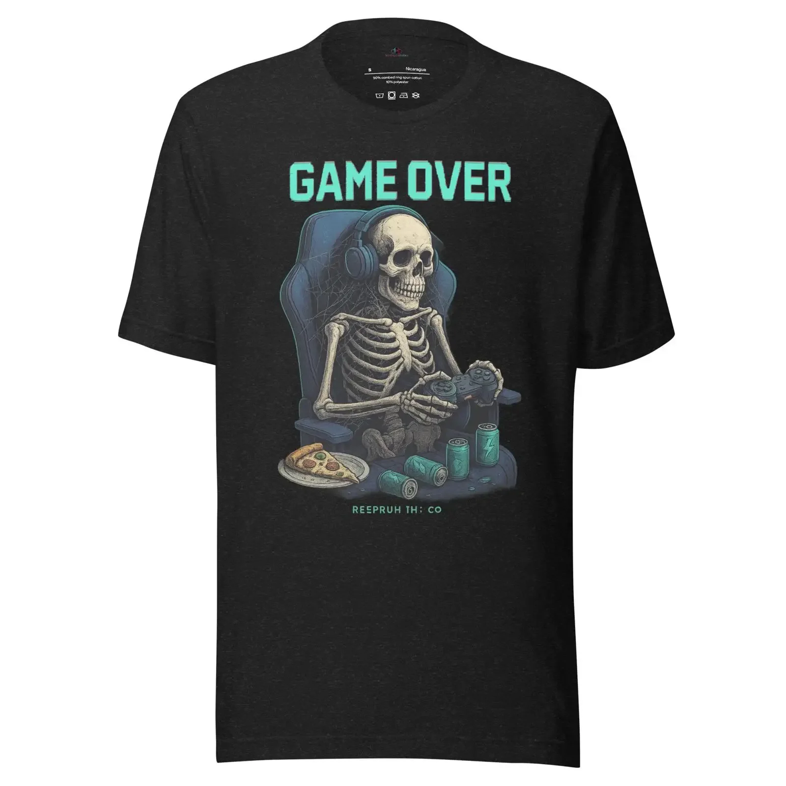 Футболка Game Over Skeleton Gamer, забавная винтажная футболка с эффектом потертости, мягкая, универсальная, унисекс, для повседневной носки