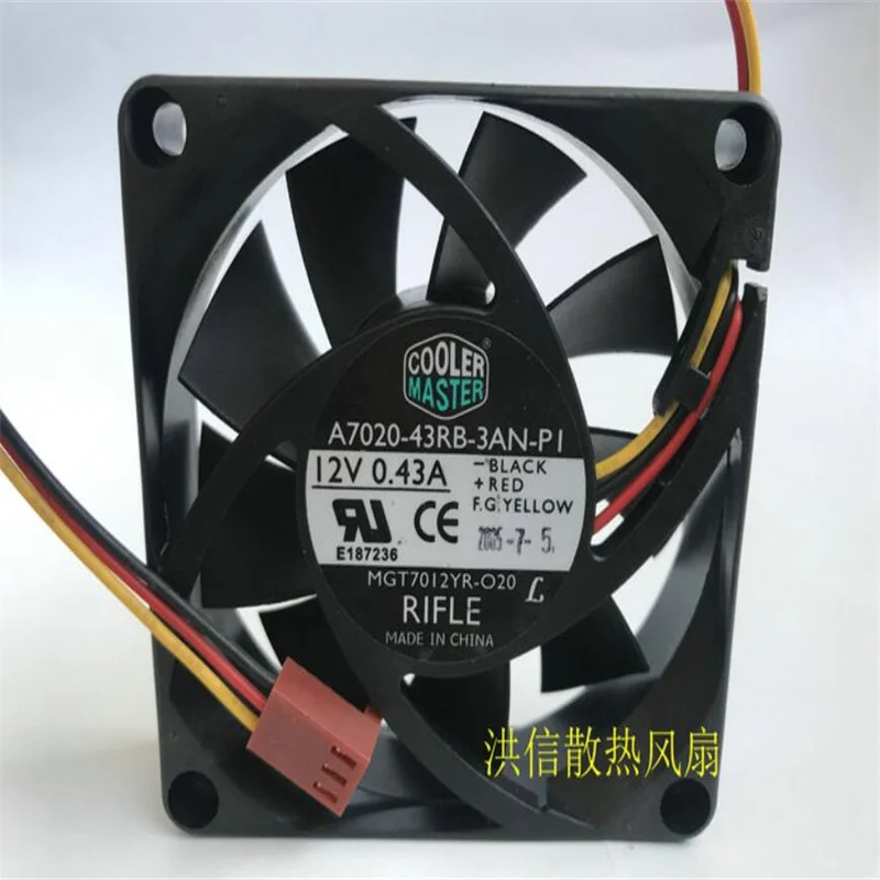 기존 A7020-43RB-3AN-PI DC12V 0.43A 7CM 3 선 냉각 팬