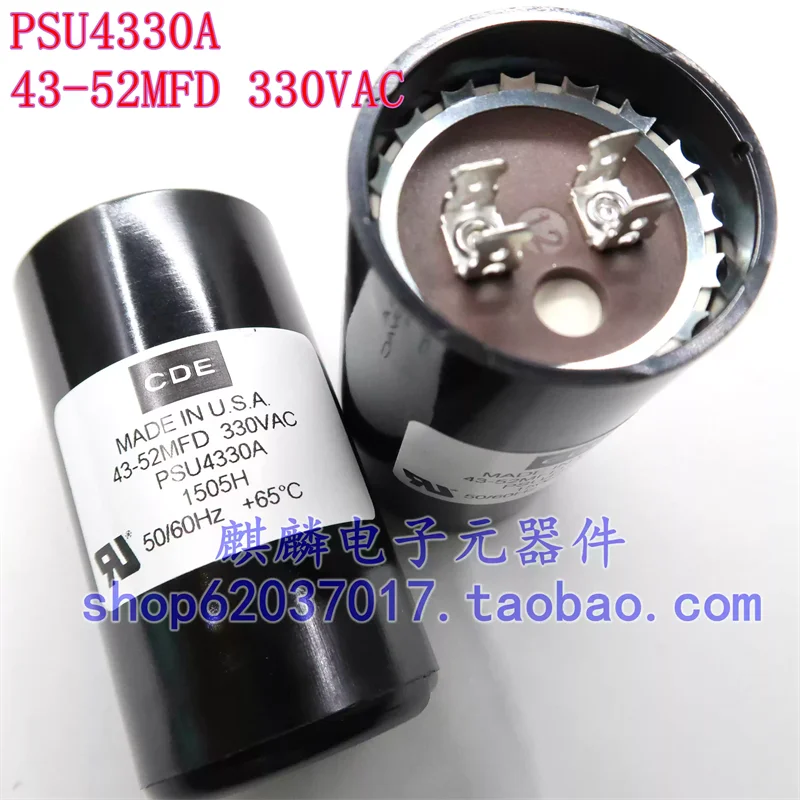 Imported motor starting capacitor CDE PSU4330A 330V 43-52MFD 43-52UF 330VAC