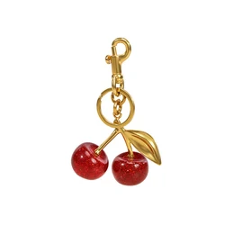 Cute Cherry Bag Charm Pendant Keychain Women's Exquisite Crystal Cherry Bag Accessories High-Grade Pendant Gift