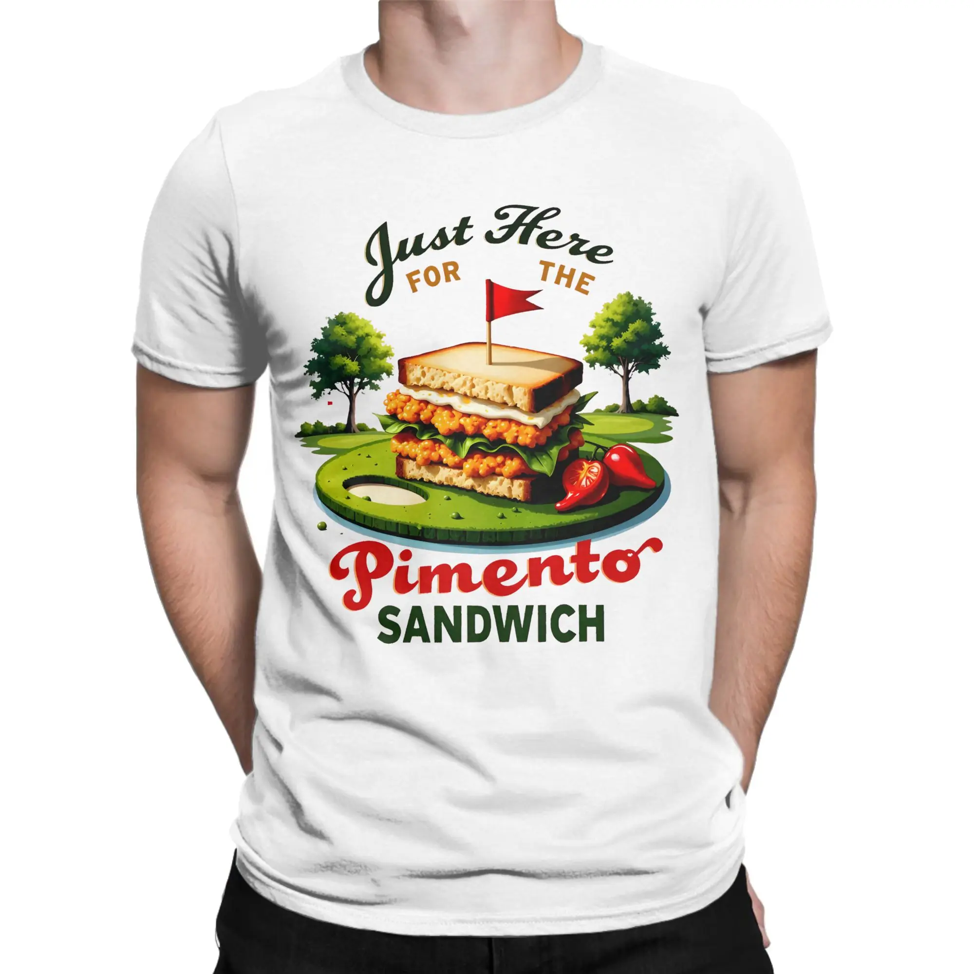Just Here For The Pimento Cheese Sandwich Golf Humor Season T-Shirt Summer  100 Cotton T Shirts For Men's Casual Tee Shirt Tops