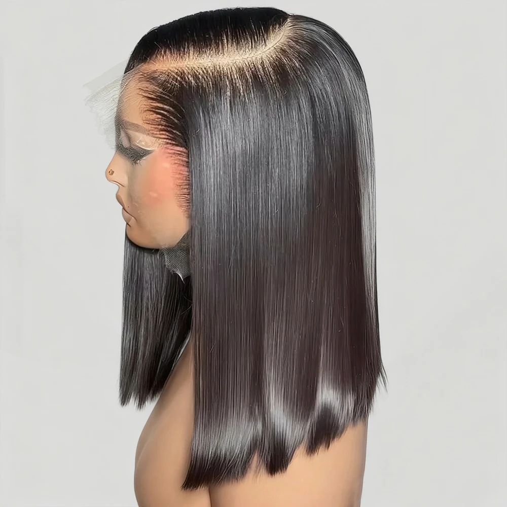 Perruque Bob Lace Frontal Wig naturelle lisse, cheveux humains, densitĂ© 250%, 13x6, HD, prĂȘte Ă porter, 13x4, 7x5, sans colle, pour femmes