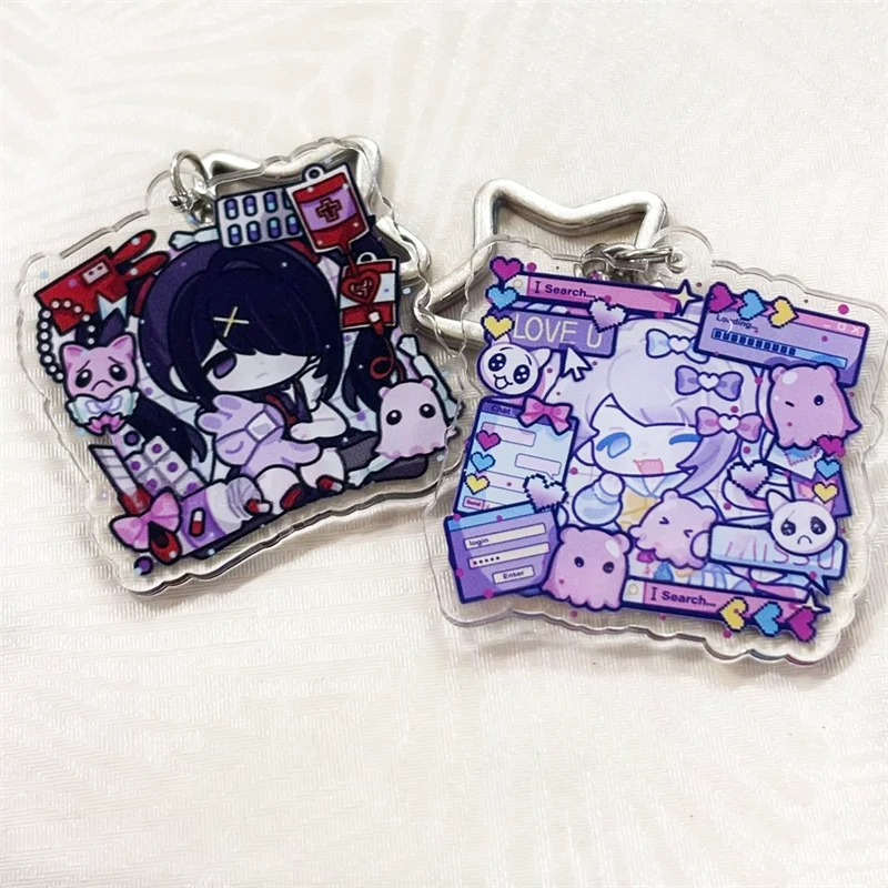 Game NEEDY GIRL OVERDOSE Ame Rain Cosplay Keychain Acrylic Ornament Key Chain Keyring Accessories Cute Prop