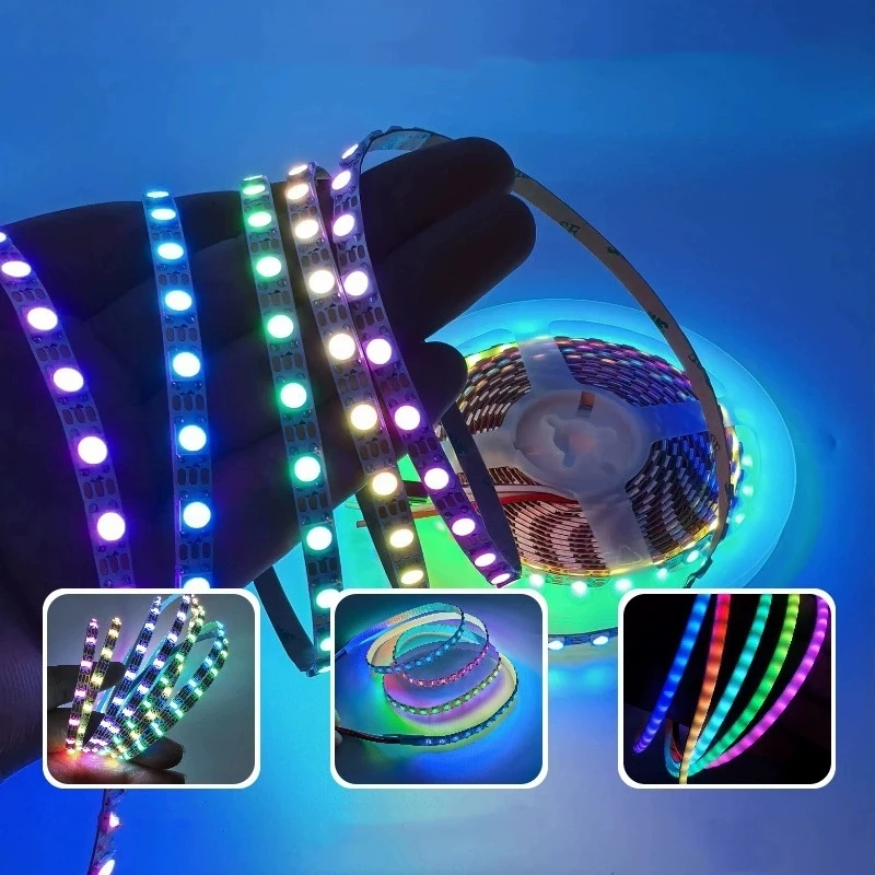 5 مللي متر ضيق 5 فولت RGB LED قطاع WS2812 الملونة للبرمجة شريط مرن الشريط إضاءة خلفية للتلفاز غرفة المنزل ديكور غرفة نوم قطاع ضوء