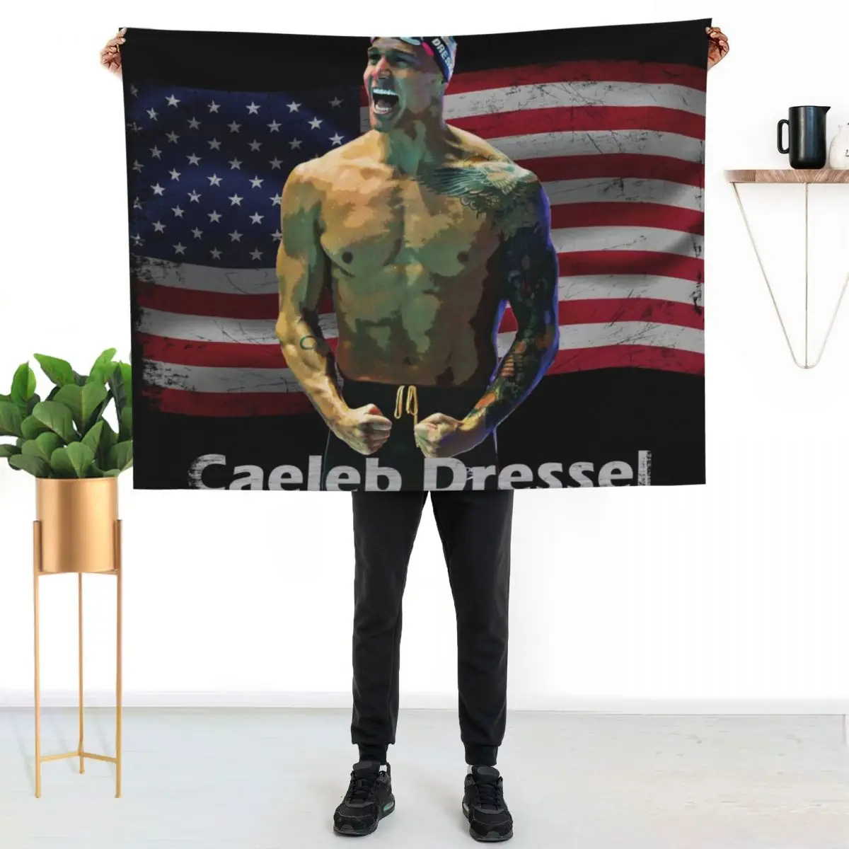 

Caeleb Dressel USA swimming team Throw Blanket Ultra Plush Cozy Blanket for Napping Sleeping