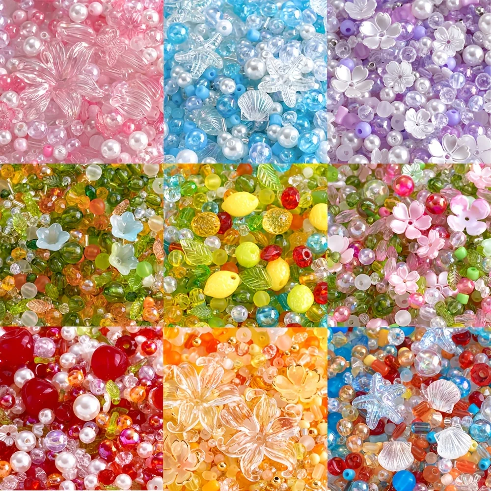 10g/Lots Acrylic Mixed Color Beads Flower Leaves Shaped Spacer Beads for Earring Bracelet Necklace DIY Jewelry Making Acessories